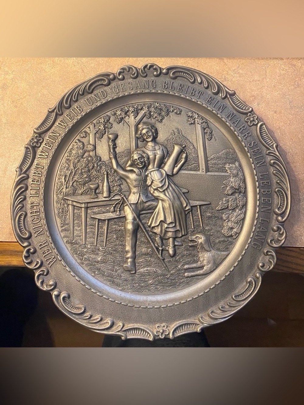 20th Century Traditional Martin Luther Vintage Embossed Pewter Collector's Plate